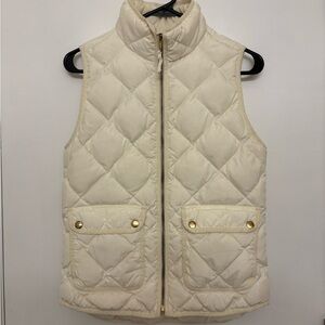 J. Crew Quilted Puff Vest Cream Size XS